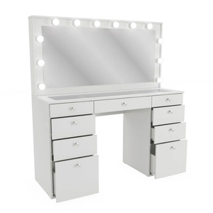 Vente Flash Commode Moderne Blanche à 9 Tiroirs avec Coiffeuse et Miroir LED Triple Éclairage - Product Image 6