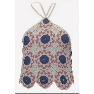 Femmes Vintage <span class=keywords><strong>Crochet</strong></span> Vest 90s Style Floral Coloré <span class=keywords><strong>Granny</strong></span> Carré Tricoté Cami Top pour L'été Court Belle Fleur - Product Image 1