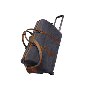 High Quality Portable Canvas Luggage <strong>Travel</strong> Bags Duffle Bags Weekender Outdoor Trolley <strong>Holdall</strong> Bags <strong>with</strong> <strong>Wheel</strong> - Product Image 1