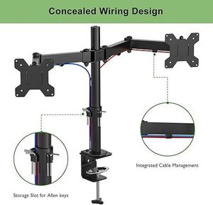 Support multi-écrans en acier réglable de nouvelle conception pour écrans de 10 à 32 pouces avec bras double inclinable à 90 degrés, fixation sur bureau - Product Image 2
