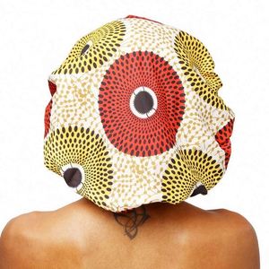 Bonnet de nuit double couche en satin de polyester imprimé africain grande taille réglable pour femme, idéal pour l'extérieur - Vente en gros - Product Image 4