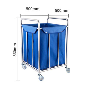 Jinbokang Stainless Steel Hospital <b>Trolley</b> 500x860mm With Blue Linen Bag For Waste Disposal And Laundry Transport - Product Image 4