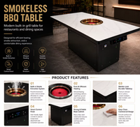 Table de barbecue intégrée à prix de gros, certifiée CE, équipement sans fumée