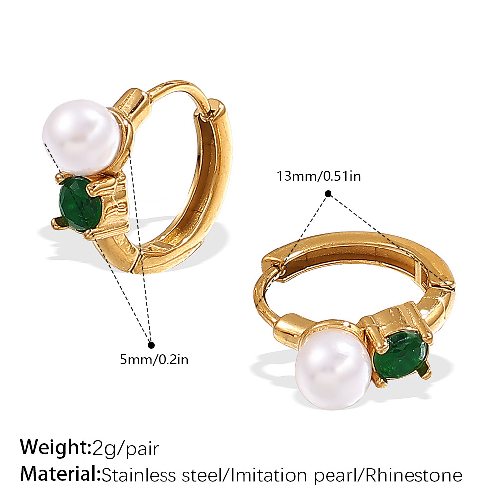 EH1090GWG ต่างหูห่วงสีเขียว ขาว และทอง