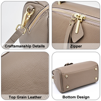 Tas Tangan Kulit Berkulit Kasar Kustom Merek Pribadi Tas Dokter Berbutir Mewah Tenang Vintage Era 90-an Dompet Selempang Gagang Atas Elegan Pabrik