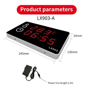 बड़े नेतृत्व में प्रदर्शन डिजिटल औद्योगिक तापमान मीटर क्लॉक अंतर्निहित सेंसर उच्च/कम टेम्प अलार्म lx903b स्विमिंग पूल सौना के लिए - Product Image 2