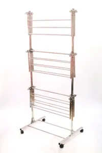 Groothandel Indoor Rollende Wasdroger Rack Stand 3 Tier Droogrek Opvouwbare Kleding Wasserij Doek Droogrek