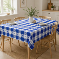 Nappe de table personnalisée pour hôtel et restaurant, bleu à carreaux, en tissu PEVA épaissi, nappe de table en plastique pour mariage et banquets