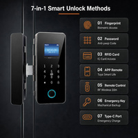 Cerradura de Huella Digital para Puerta de Vidrio de Oficina, Cerradura de Código para Puerta con Marco y sin Marco, Timbre Integrado, Cerradura Inteligente