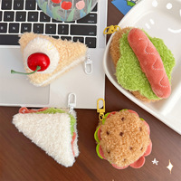 Peluches Kawaii Simulation Alimentaire En Peluche Cerise Gâteau Porte-clés Moelleux Peluche Sandwich Hamburger Gâteau Porte-clés Sac Charmes Accessoires
