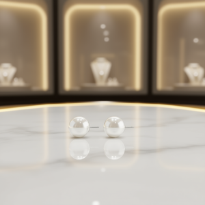 Boucles d'oreilles clous Amy Amy en argent 925 avec perles de culture blanches rondes de qualité AAA, classiques pour un usage quotidien, bijoux pour femmes - Product Image 2