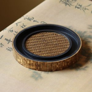 Zen-inspired handmade bamboo teapot stand, small Japanese-style water storage single <b>tea</b> <b>tray</b>, Kung Fu <b>tea</b> set accessories - Product Image 4