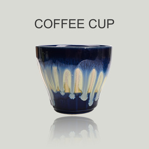 Taza de Café Cónica Artesanal con Esmalte Goteado, Vaso de Cerámica Bicolor Hecho a Mano - Product Image 1