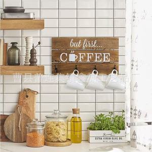 Wooden Teacup Storage Rack <b>Wall</b> <b>Mounted</b> Mug Organizer Rectangle Custom Made Hanging <b>Shelf</b> - Product Image 1