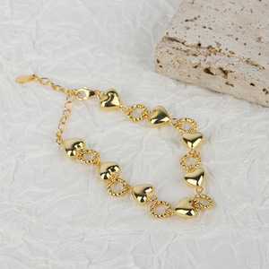 Joyería Fina, Pulsera de Cadena Geométrica con Círculo de Corazón de Plata de Ley 925 de Estilo Francés Retro para Mujer, Pulsera de Plata al por Mayor - Product Image 3