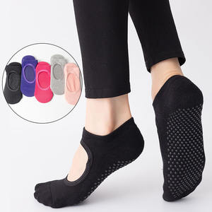 Chaussettes de yoga personnalisées en coton peigné à fond éponge, antidérapantes, coussinées, respirantes, dos nu, pour danse, sport, chaussettes basses pour femmes - Product Image 1