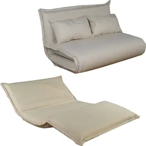 Muebles de sala de estar Piso blanco Reina Futón Sofá cama con marco de metal Tela de ocio Sofá cómodo Cum Bed