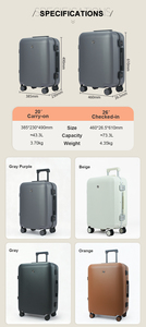 Valise rigide en aluminium avec roulettes pivotantes, conception sportive et propre, serrure TSA, OEM ODM, bagage à main - Product Image 5