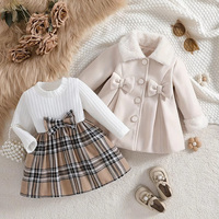 Ventes en gros de vêtements pour bébés nouveau-nés, ensembles de 0 à 3 mois, ensemble robe et veste à nœud pour filles, printemps, 2 pièces