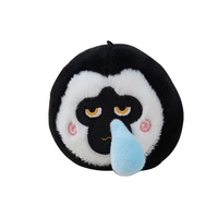 Pendentif en peluche singe capuchin Saki à face blanche de 4 pouces, personnalisé, avec rembourrage en coton PP, porte-clés et sac