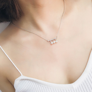 Dichiarazione dei monili dell'argento sterlina di modo del <span class=keywords><strong>pendente</strong></span> delle collane della perla dello zircone dell'argento sterlina 925 per le donne Bijoux - Product Image 2