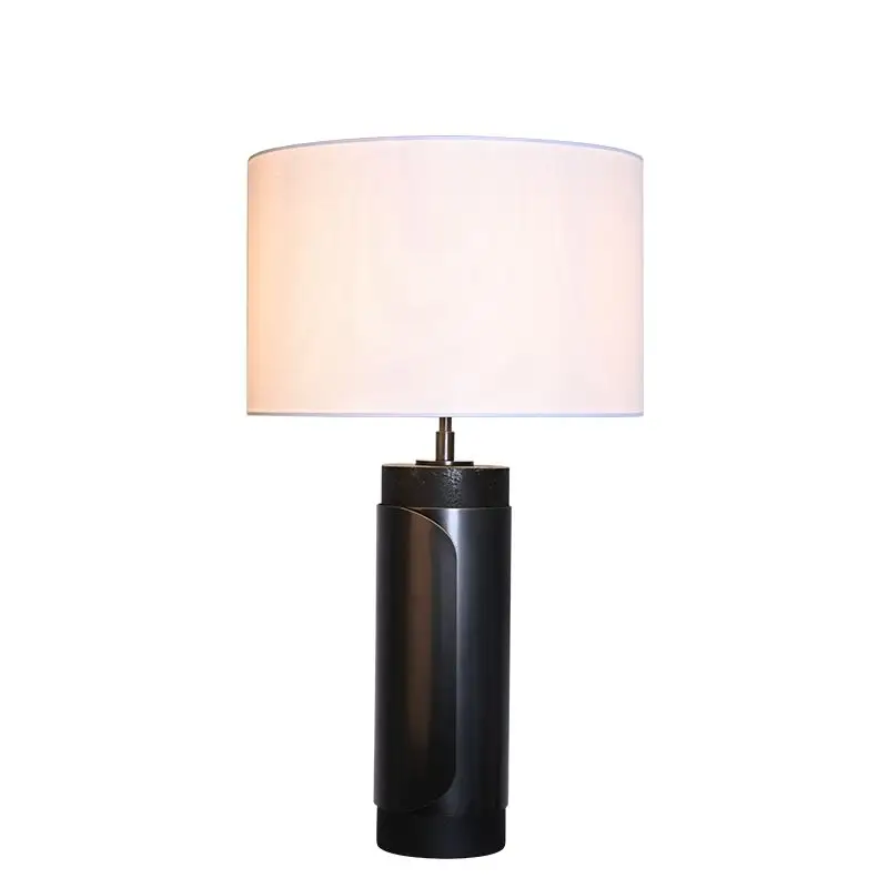Creative Design Nordic Modern Travertine Stone Desk Light Fabric Lampshade Led Table Lamp Living Room