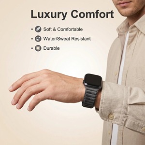 Bracelet de montre en cuir personnalisé en matériau Alcantara pour <span class=keywords><strong>Apple</strong></span> IWatch 1/2/3/<span class=keywords><strong>4</strong></span>/5/6/7/8/9/S10/<span class=keywords><strong>SE</strong></span>/ultra - Product Image 6