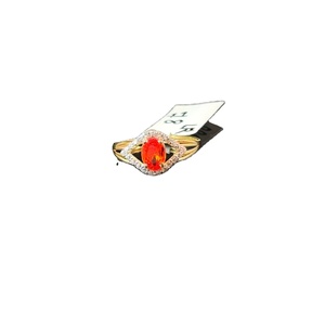 Elegant gold <b>ring</b> with oval red gemstone halo diamond accent <b>split</b> shank fine jewelry gift for women engagement anniversary - Product Image 1