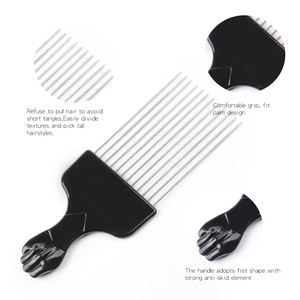 Peigne à <span class=keywords><strong>cheveux</strong></span> <span class=keywords><strong>afro</strong></span> antistatique en plastique noir, avec picots en acier inoxydable, le plus populaire - Product Image 3