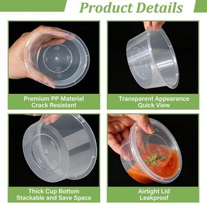 34oz 1000ml Disposable Circular Lunch Box with Lid PP Material Restaurant Use <b>Takeaway</b> <b>Container</b> Food Packaging - Product Image 3