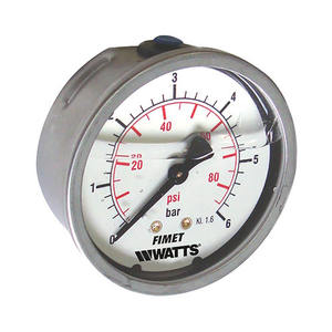 Manómetro Fimet Watts de 6 Bares, Lleno de Glicerina, Acero Inoxidable, 63 mm - Product Image 1