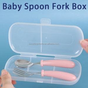 Estuche para cubiertos infantiles sin BPA de SUNSHING, contenedor de utensilios de plástico para bebés, caja de almacenamiento portátil para cucharas y tenedores para niños pequeños, para la escuela, viajes y picnics. - Product Image 1