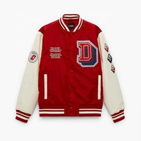 Veste bomber universitaire en cuir sur mesure OEM avec manches contrastées pour hommes
