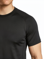 T-shirt sportif pour homme, col rond, sans couture, antibactérien, séchage rapide, polyester/coton, indispensable pour l'été