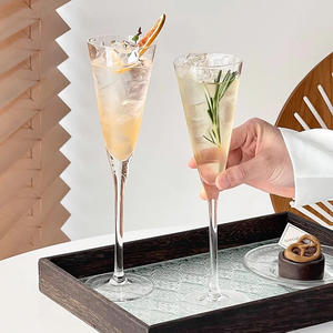 Français Romantique Clair Champagne Flûte Trompette En Forme De <span class=keywords><strong>Vin</strong></span> Jus Tasse Longue Boisson Verre Cocktails - Product Image 5