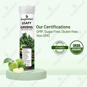 Tabletas Efervescentes de Vegetales Verdes Orgánicos de Marca Propia AegleWell - Espinaca, Kale y Trigo para Consumir Verduras Diarias - Product Image 2