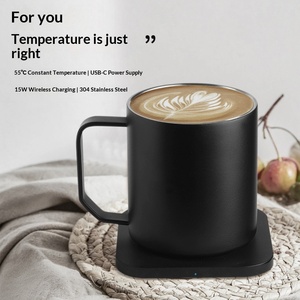 Produit en gros : Tasse à café en céramique intelligente à chargement sans fil rapide 15W avec thermostat et isolation thermique pour usage au bureau - Product Image 1