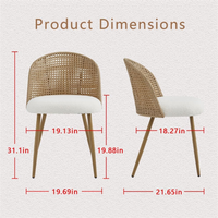 Chaise de salle à manger en rotin tressé style bohème avec coussin rembourré confortable, chaise d'appoint pour cuisine et restaurant