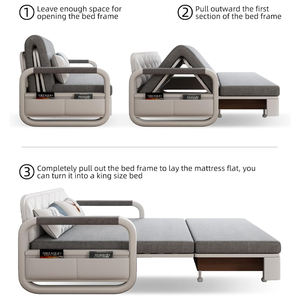 Juego de sofás de madera maciza de estilo japonés, muebles de 3 plazas, 3 en 1 sofá cama, sofá cama funcional - Product Image 5