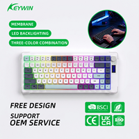 Clavier de jeu filaire USB mini 75 % à LED multicolores personnalisé en usine, clavier de jeu filaire USB OEM à LED RGB mixtes 78 touches