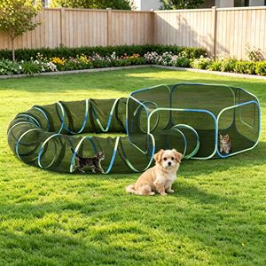 Enclos extérieur pour chat Catio, grande barrière en filet pour chien, tente pour animaux avec tunnel, tente tunnel pour animaux, enclos extérieur pour chien avec fenêtre pour chat - Product Image 1