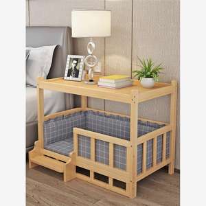 Modernes Etagenbett für Haustiere aus Massivholz für Hunde und Katzen, umweltfreundliches Loft-Haus mit Sicherheitsgeländer und belüftetem Design - Product Image 5