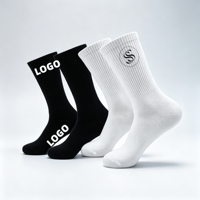 Chaussettes mi-mollet personnalisées de marque, en coton côtelé très élastique, vente en gros, unisexe, noires et blanches, décontractées, sportives, OEM