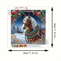 Kit de Peinture Diamant DIY 30*30CM avec Diamants de Forme Spéciale, Scène Hiver Noël Cheval Neige, Décoration de Noël, Cadeau