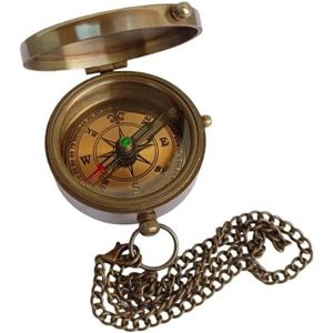 Brújula de Bolsillo de Latón ALFA NAUTICAL de 2 Pulgadas con Acabado Antiguo y Cadena, Portátil para Senderismo y Uso al Aire Libre - Product Image 1