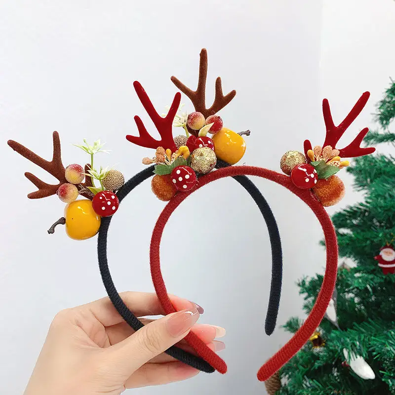 Christmas hair bands Deer Ear Plush Hairband New Year Party Flocking Xmas dress up hairband