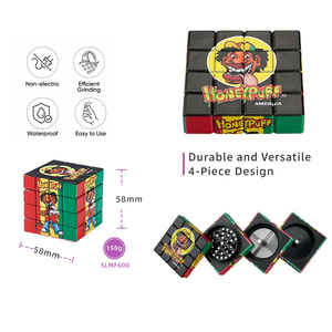 HoneyPuff 4x4 Rubik Cube Grinder, broyeur à tabac portable en plastique avec couvercle et engrenages - Product Image 3