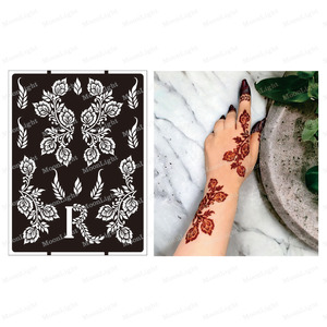 Stencil per Tatuaggi all'Henné Indiano a Forma di Rosa in Fiore, Riutilizzabile, per Decorazione Temporanea di Mani e Piedi - Product Image 3