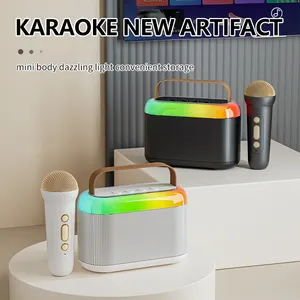 Y3 Double Wheat Portable Bluetooth Speaker Microphone Set Colorful Light Bluetooth Speaker With Home Karaoke Machine