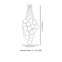 Luminaire suspendu LED personnalisé en forme de boule d'albâtre nordique, doré, pour salon, plafond haut, hôtel, villa, hall d'entrée